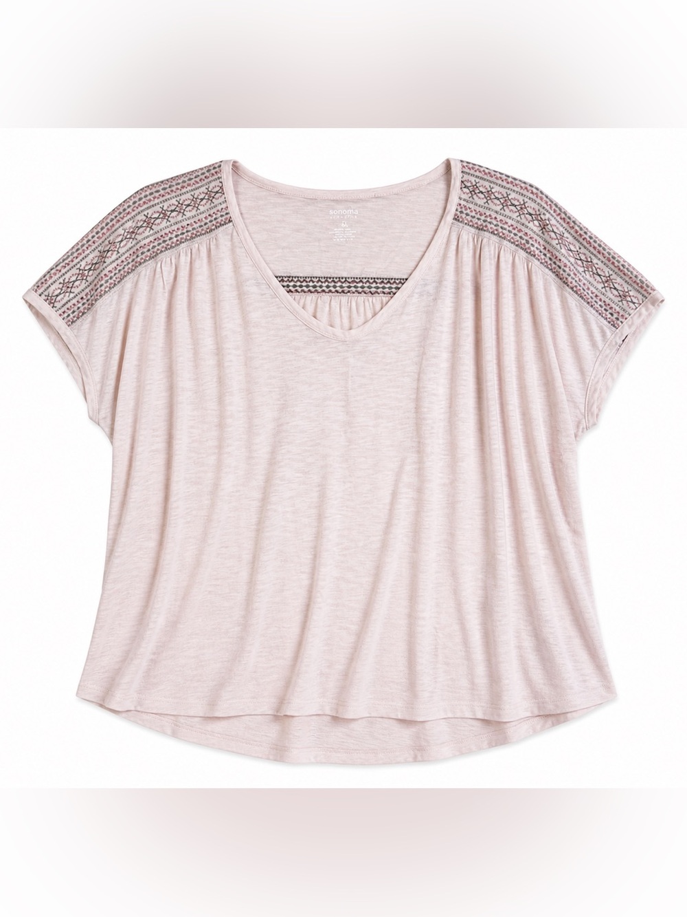 NWT Pure Jill Banded Embroidered Tee Tencel/Cotton Blend‎ Size 2X